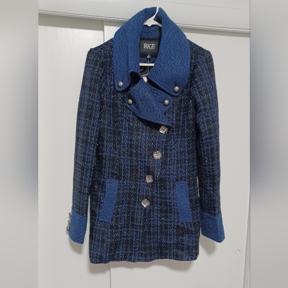 BKE Black and Blue Pea Coat